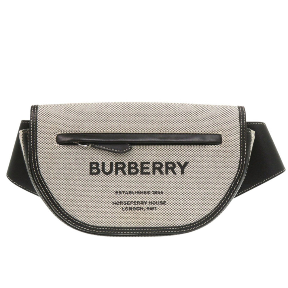 Burberry Horseferry Print Canvas Leather Black Waist Bag Body 0753BURBERRY